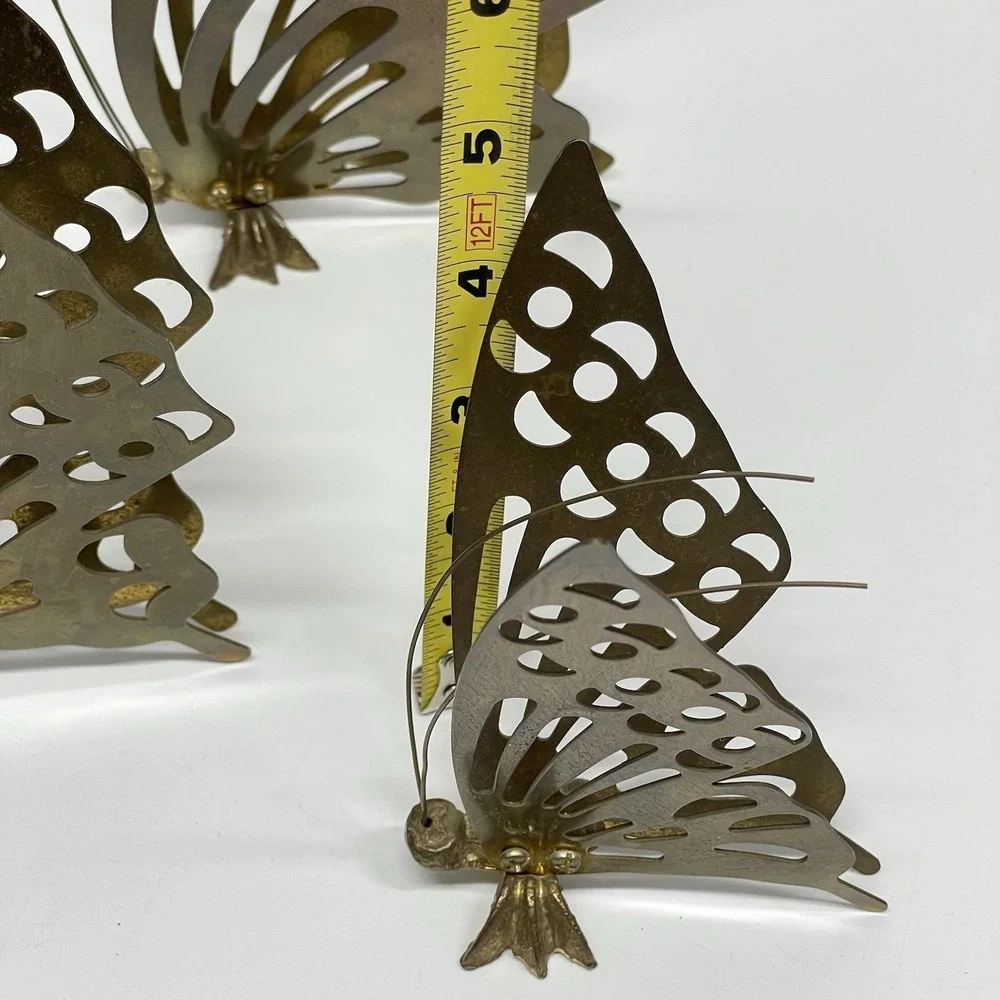 Vintage MCM Brass Butterflies Set of 3 Free Standing or Hanging Wall Decor